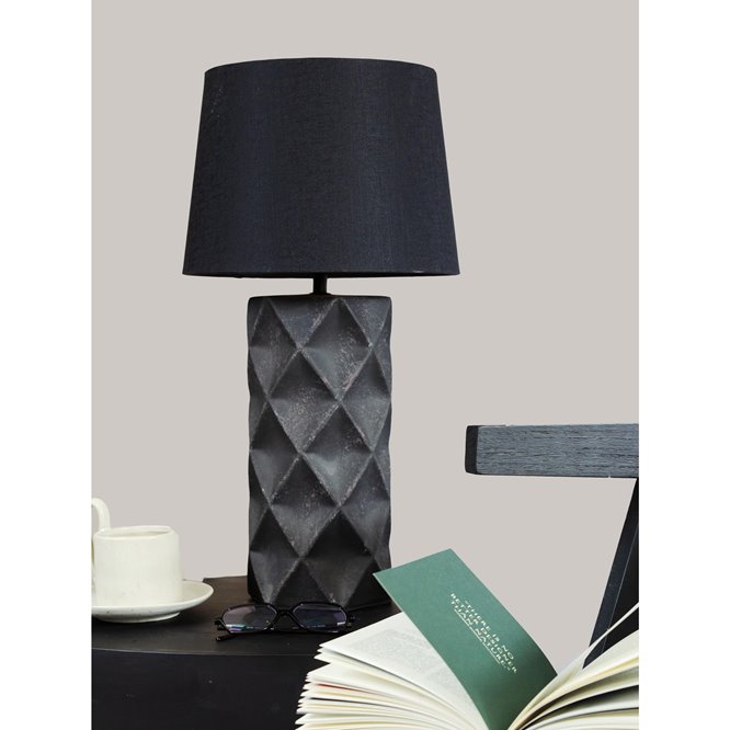 Czarna lampa stołowa ceramiczna Hazel z abażurem